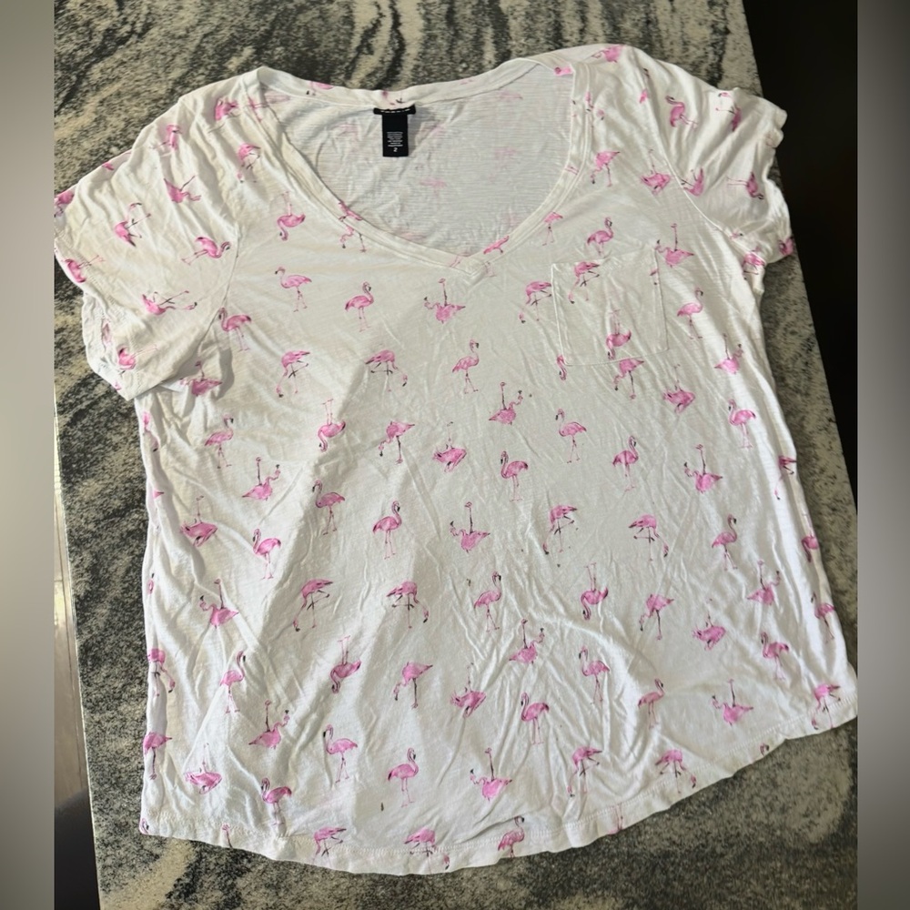 Torrid Pink Flamingo Print V-Neck Tee